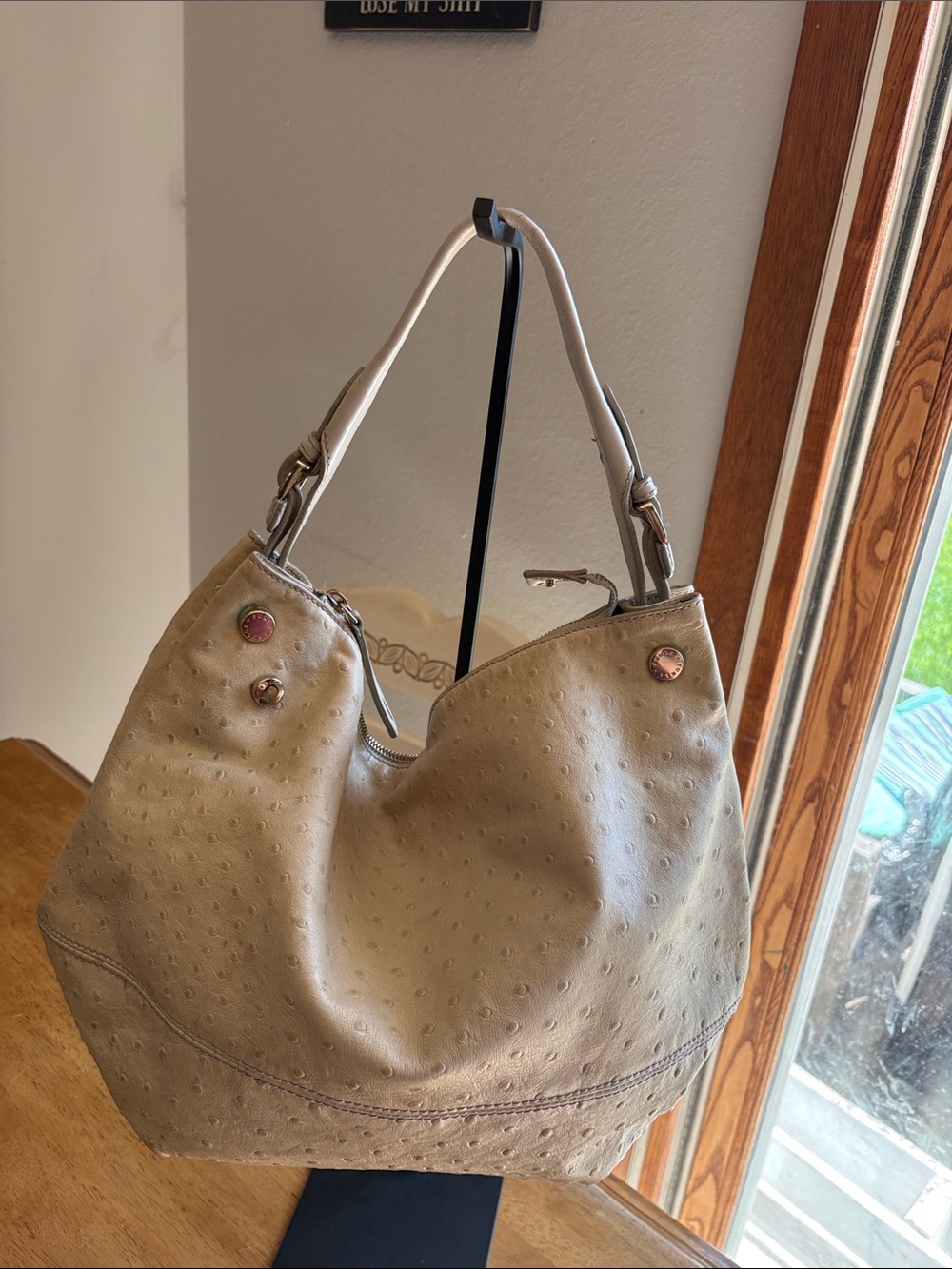 Furla ostrich embossed